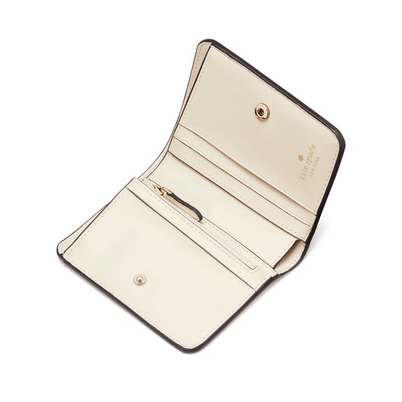 New Kate Spade Signature Spade Flower Small Bifold Wallet Dark Beige Multi - Picture 2 of 3